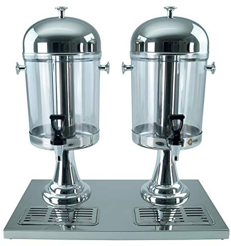 Saft-Dispenser Getränkedispenser Saftspender 2 x 8 Liter mit Kühlelement - silber