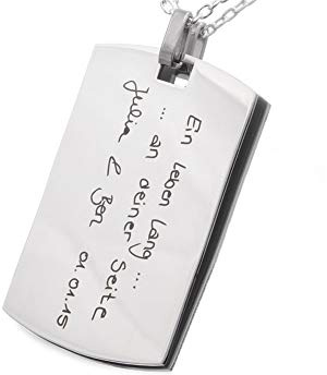 Anhänger - mit HANDSCHRIFT - Gravur - Edelstahl AH39pe - mit AMAZON KONFIGURATOR direkt online gestalten !