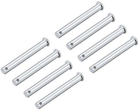sourcing map 8 Stück Steckbolzen Einloch Gabelbolzen Gabelkopfstifte Flachkopf, 10 mm x 80 mm Splintstift Verzinkung Massiver Stahl Lochbolzen