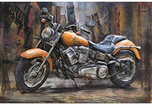 IDYL Metall-Bild mit 3D-Effekt | Moderne Kunst | Chopper Traum-Motorrad | Biker | 80 x 120 x 7 cm | Nr. 0887