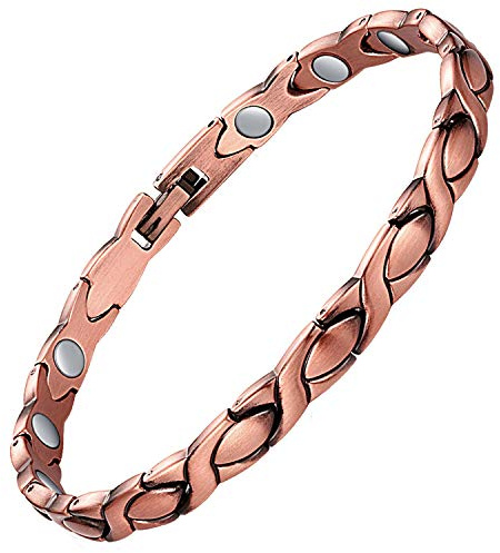 Feraco Copper Bracelet for Women 99.99% Solid Copper Magnetic Bracelets, Unique X Shape Links, Magnetic Field Therapy Jewelry Gifts (X Shape)