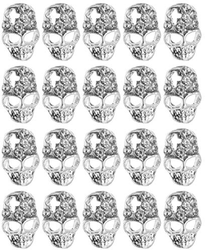 FRCOLOR 20Pcs Schädel Nagel Nieten Legierung 3D Ghost Head Nail Art Strass Diamanten Edelsteine ??Dekoration für Halloween Fingernägel Zehennägel Design