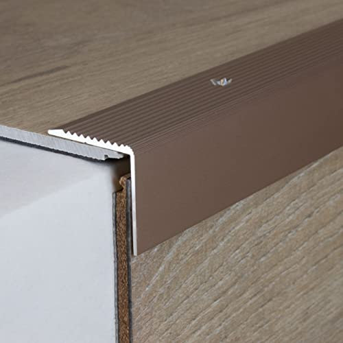 PROVISTON Treppenkante | 30 x 30 x 2700 mm | Treppenkantenprofil Treppenwinkel Winkelprofil Kombiwinkel Aluminium eloxiert Bronze Hell Gebohrt