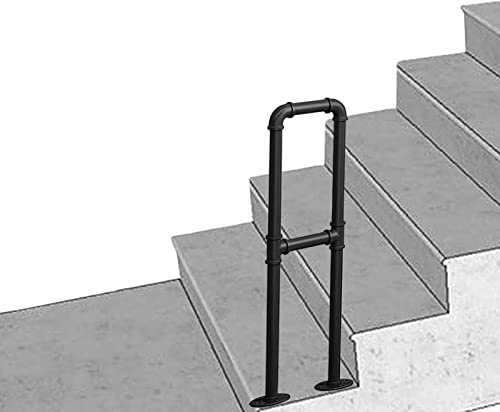 SXBHDM Garden Stair Railing Handrail Black Hand Railings for Outdoor Steps Support bar, Terrace Decking Balustrade for Indoor Outdoor Transitional Handrail Picket, 1 Step (Size : 75cm(2.5ft))