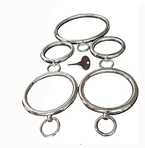 ROLOL SM Restraint Set Metall Handschellen Halsband Fußfesseln mit Schlüssel Restraint für Frauen Männer -Handschellen (Color : Male)