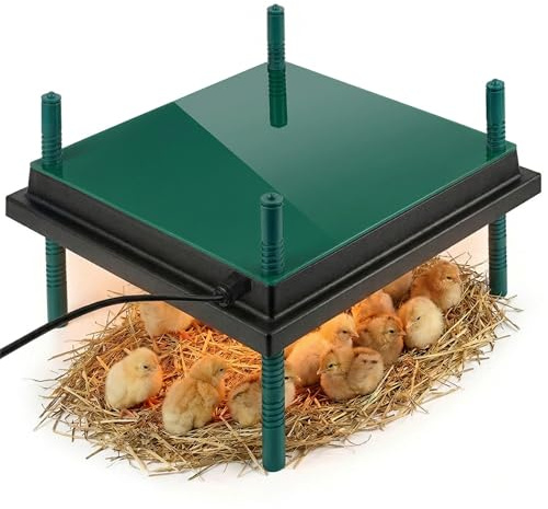 Dural’s® Plaque Chauffante Poussin 35x35 cm - 80% d'Économie d'Énergie (30W) - Chaleur Douce Anti-Stress - Couvercle de Protection Inclus - Hauteur Réglable (25-30 Poussins) + E-Book