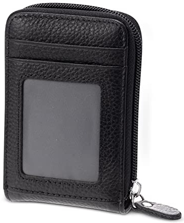 Meowoo Kreditkartenetui für Damen und Herren RFID Wallets Schutzhülle Karte RFID Schutz,Reißverschlussetui 14 Fächer Kartenetui(Type 5-Schwarz)