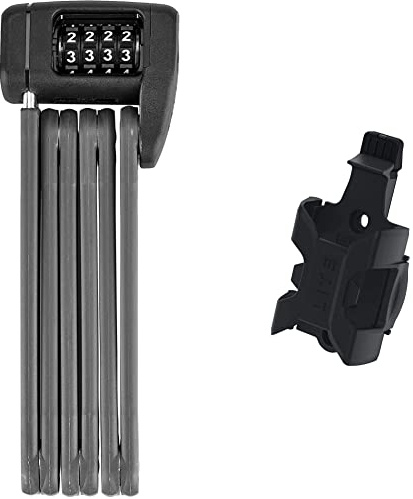 ABUS Faltschloss Bordo Lite 6055C - mit SR-Halterung -7-85 cm - Schwarz & Fahrradschloss Halterung SH 6055K Bordo Lite - Schlosshalterung zum Transport des Faltschlosses, Schwarz