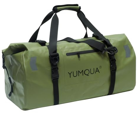 YUMQUA wasserdichte Duffle Bag, große Wasserfeste Tasche für Motorrad Boote | 40L/55L, 500D PVC Roll Top wasserdichte Duffle Tasche mit Schultergurt, für Bootfahren/Kajak/Paddle Board/Angeln/Camping