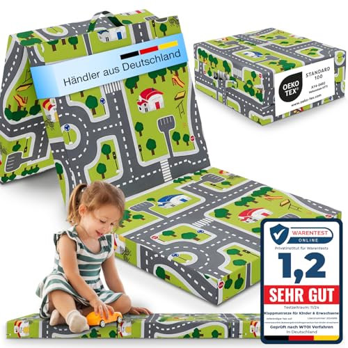 ELONEO Klappmatratze 70x190 cm, 9 cm hoch, Klappmatratze Kinder faltbar, klappbare Gästematratze, Faltbare Matratze, Reisematratze für Kinder und Erwachsene für Reisen und Camping