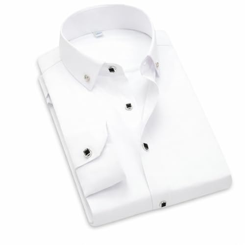 Adalex Global Mens Shirts Long Sleeve Slim FIT Premium Quality Fabric, Ideal Shirts for Men Adult Casual, Wedding or Business Wear, Comfortable Fit, Variety of Colours (M, White)