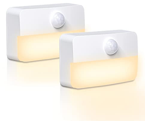 LED Nachtlicht mit Bewegungsmelder,2 Stück Nachtlicht kinder Bewegungslicht Warmweiß,Indoor NachtLicht Treppenbeleuchtung,Auto EIN/AUS Sensor Licht für Schlafzimmer, Bad,Flur,Orientierungslicht