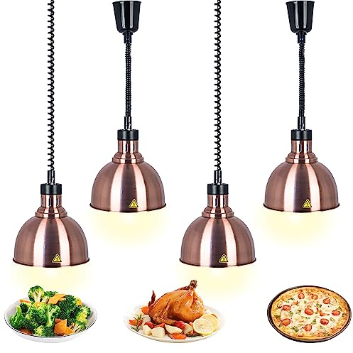 VFDZ Lampada Riscaldante per Alimenti Regolabile 60-180 cm(Rame Colore) | Lampade Scaldavivande Cucina 19/25 cm Diametro, Lampade Riscaldanti Cucina a Buffet per Ristoranti, Cucine, Hotel