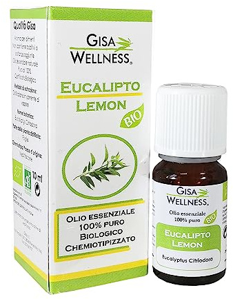 Gisa Wellness - EUCALIPTO LEMON - Olio Essenziale Bio - 100% Puro e Naturale - [10ml] - Alimentare - Aromaterapia - Cura della Persona - Benessere - Made in Italy