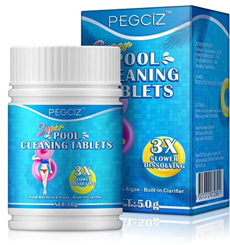 Chlorine Tablets for Hot Tub & swimming pool, Spa, Dispenser Tablets, Pool clean tables 50Pcs, Clarifier for water, Multifunction Swimming pools chemicals 50g