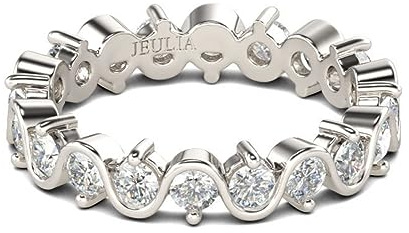 Jeulia Sterling-Silber-Verlobungsringband: Rundschliff-Zirkonia-Verlobungsringe für Damen, Jahrestag, Unendlichkeitsschmuck, Geschenkbox (Silber, 58(18.5))