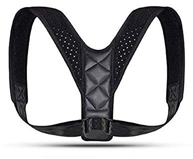 Rückenbandage, verstellbar, Schlüsselbein-Haltungskorrektur, für Männer und Frauen, obere Rückenbandage, Schulter-Lendenwirbelstützgürtel, Korsett, Haltungskorrektur (schwarz, XL) (schwarz, M) vision