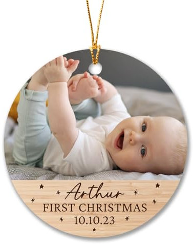 Christbaumschmuck Keramik Weihnachtsanhänger Anhänger Weihnachtsbaumschmuck Hängende Ornamente Weihnachtsdeko Personalisiertes Foto First 2023 Für Frischgebackenen Papa, Mutter, Neugeborenes,