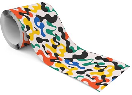 Muralo Frise autocollante - Frise murale décorative pour murs, meubles, plafonds, papiers peints, revêtements muraux, portes - Formes colorées - 10 x 300 cm (l x H)