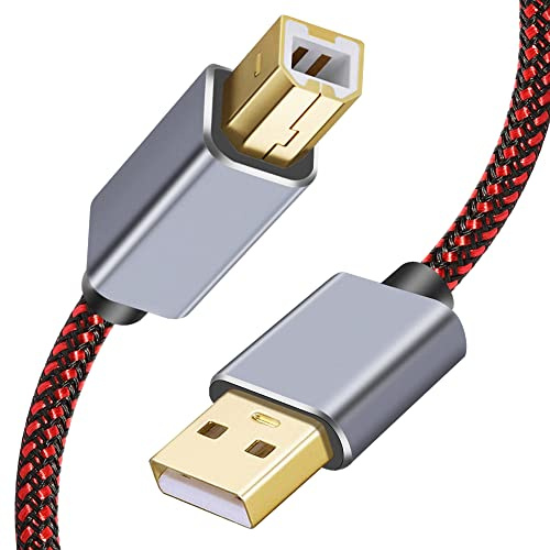 Câble d'imprimante USB 2.0 de type A mâle vers B mâle haute vitesse compatible avec HP, Canon, Dell, Lexmark, Xerox, Samsung, etc. 8 m