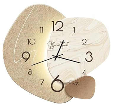 LOVIVER Wanduhr, dekorative Uhr, Holz, schlicht, geräuschlos, Durchmesser 38 cm, Moderne, stumme Uhr im nordischen Stil für den Tisch, Zuhause,