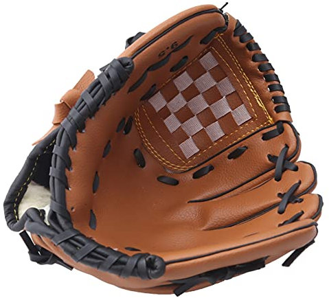 Baseball Handschuh Outdoor Sports Baseballhandschuh Softball-Übungsgeräte Größe 9.5/10.5/11.5/12.5 Linkshänder für Erwachsene Mann-Frauentraining(Brown (9.5))