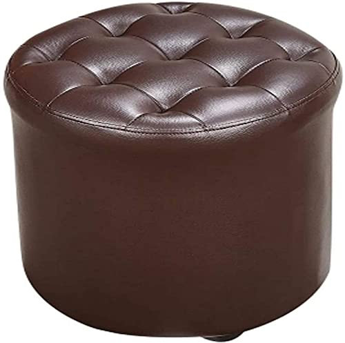 Fußstütze Ottoman Fußhocker Kunstleder Ottoman/Kleine Pu Leder Ottoman Fußstütze Home Wohnzimmer Schlafzimmer Rechteckiger Hocker Mit Gepolstertem Sitz Kunststoff Holz Beine Home Deco/Braun/B