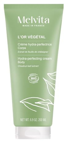 Melvit, Hydra-perfektionerande kroppskräm med växtguld, intensiv fuktförsörjning och utstrålning, 100 ml, närande vård för mjuk och silkeslen hud, vegansk och naturlig