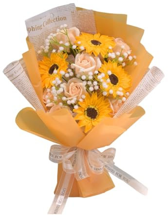Illkjasfc Bunter Rosenstrauß, Seife, Blumenstrauß für Valentinstag, Weihnachten, Abschlussfeier, Hochzeit, Heimdekoration
