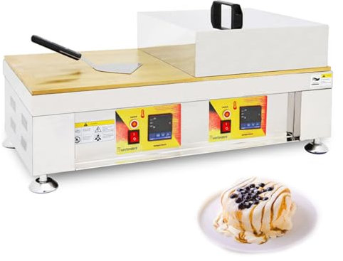 Machine à crêpes soufflées, machine à soufflé électrique 2400 W avec couvercle en acier inoxydable, machine à poêle électrique plate, équipement de cuisson de gâteaux for boulangerie de restaurant
