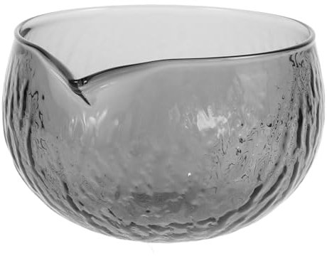 MAGICLULU Japanese Matcha Glass Tea Cup Pour Spout Black Textured Glass Matcha Mixing Bowl for Loose Leaf Brewing Kung Fu Tea Ceremony