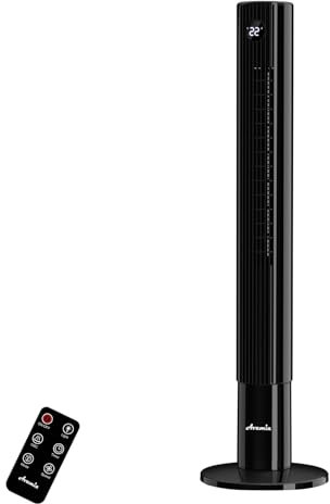 Avamia 43 Tower Fan, 85° Oscillating Bladeless Fans, Standing Fan with Touch LED Display, Ac Fans with 12H Timer, Remote, 3 Speeds 3 Modes Max 26ft/s, Cooling Quiet Floor Fans for Home Office Bedroom