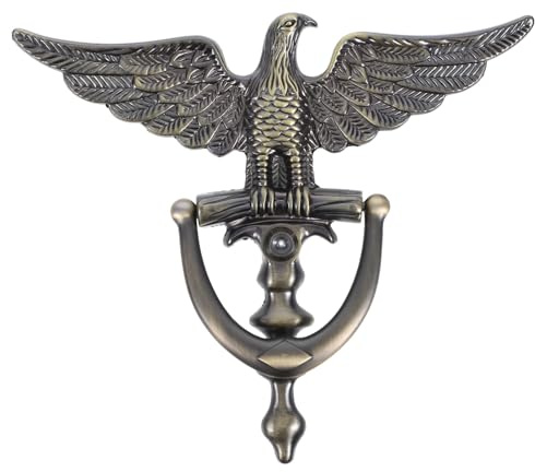 OSALADI Zinc Alloy Door Knocker European Style Eagle Head Front Door Knocker with Peephole Security and Antique Finish for Home Entrance Decoration