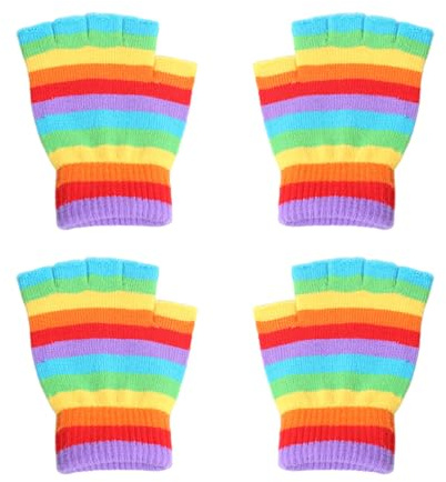 2 Pares De Guantes Coloridos, Guantes Sin Dedos, Guantes De Invierno, Guantes De Punto Cálidos, Guantes De Diseño Creativo, Guantes Elásticos Suaves