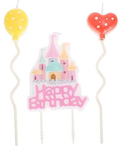 Cabilock 3pcs Castle Letter Candles Birthday Cake Decor Childish Castle Shape Safe Non-Toxic for Parties