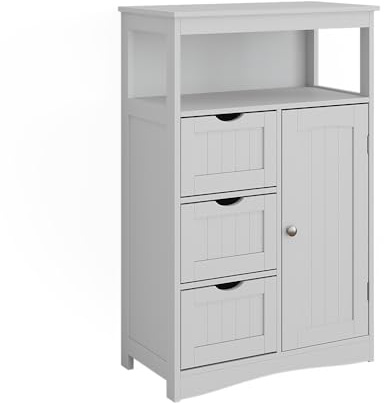 Vicco Midischrank Bianco, Weiß, 56 x 86.5 cm | mit Schubladen, zur Aufbewahrung von Badutensilien und Handtüchern
