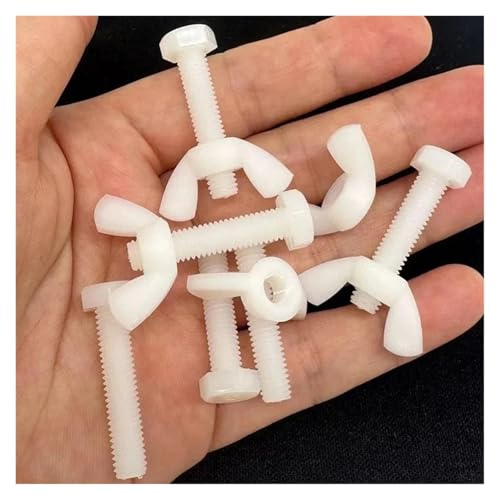 Générique Lot de 2 à 30 vis hexagonales extérieures blanches en nylon M3 M4 M5 M6 M8 M10 M12, écrous papillon, boulons en plastique isolés métriques, ensemble combiné(M6x50mm-10 sets)