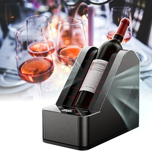 Enfriador de vino eléctrico portátil para botellas de 750 ml, control de temperatura LCD de 0 ℃ a 20 ℃, ideal para uso en patio para entusiastas del vino