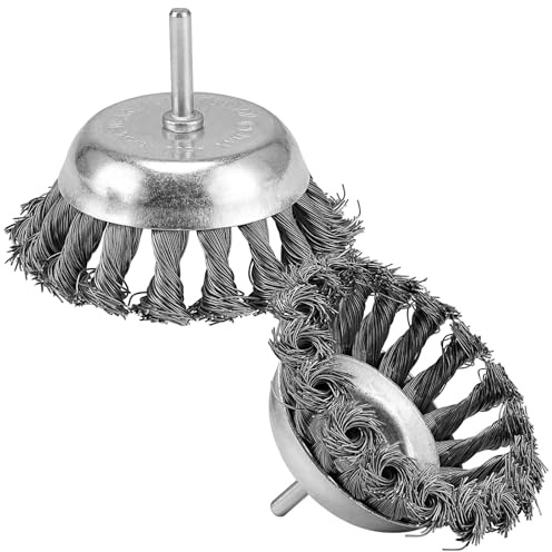 Spazzola metallica a nodi da 100 mm, spazzola rotante abrasiva da 10 cm (4 pollici) per trapano elettrico, per la rimozione della ruggine e la lucidatura anticorrosione. (100 x 6 mm 2 pezzi)