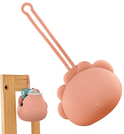 Scatola per tettarella - Custodia per ciuccio in silicone animale, supporto per cordino per la scuola, borsa in silicone flessibile e flessibile per le uscite quotidiane,