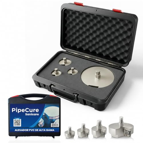 PipeCure Sanicare – Alesatore PVC Professionale 4 Diametri (32/40/50/100 mm) – Alesatori per Tubi Compatibile con Avvitatore – Svasatore Tubi PVC Multistrato – +50 Utilizzi – Valigetta