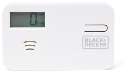 BLACK+DECKER - Carbon Monoxide Alarm and Detector with LCD Screen | 10 Year Life with 9v Replaceable Battery Included. Easy to Install CO Alarm for Home, White with Test Button