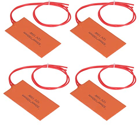 YUYTE Heizmatte Silikon 220 4PCS Silikonkautschuk-Heizkissen, Flexible Heizmatte für Heizdecken und Öl – 12 V, 15 W, Schnelles Aufheizen und Design