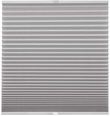 Plissee auf Maß für alle Fenster Montage Glasleiste Blickdicht mit Spannschuh Sonnenschutzrollo Silber Breite: 81-90 cm, Höhe: 40-100 cm