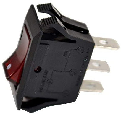 HQRP Red Lighted Rocker Switch ON Off 3 Prong 15A 125V, Neon Lamp, Electric Fire Place, Grinder, Surge Protector sr-22 sr22, Delta Sander