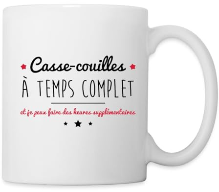 Spreadshirt Casse-Couilles À Temps Complet Mug Blanc, taille unique, blanc