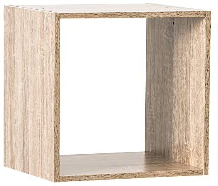 5five - Étagère Cube Mix'N'Modul Effet Bois Naturel, 34,5 x 32 x 34,5 cm, Modulable - pour Salon, Chambre, Bureau