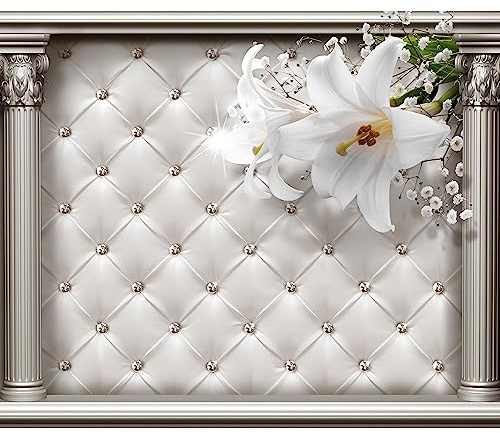 murando - Fototapete Vlies Dekoration Blumen Lilien, 300x210 cm, Wohnzimmer | Full HD Druck, 3D-Effekt, lichtbeständige Farben, ideal fürs Wohn- oder Schlafzimmer, schnelle Montage, lichtbeständig, edel