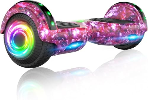 SISIGAD Scooters for Kids Ages 7-12, with Built-in Bluetooth Speaker and 6.5 Colorful Lights Wheels, Safety Certified Self Balancing Scooter(Starry Purple)