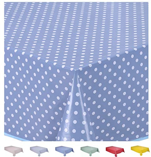 Home Direct Wachstuch Tischdecke Abwaschbar Eckig 140 x 240 cm Kleine Tupfen Blau Grau